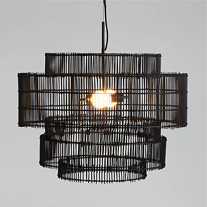 Noon Large Black Wicker Pendant Light by Leanne Ford