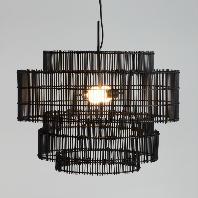 Noon Large Black Wicker Pendant Light by Leanne Ford