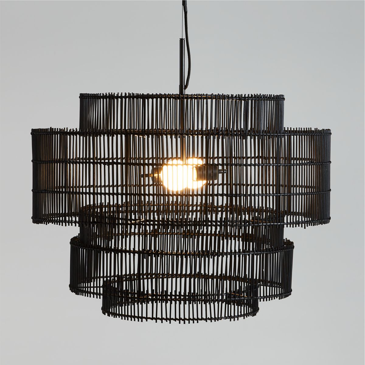 Noon Large Black Wicker Pendant Light by Leanne Ford