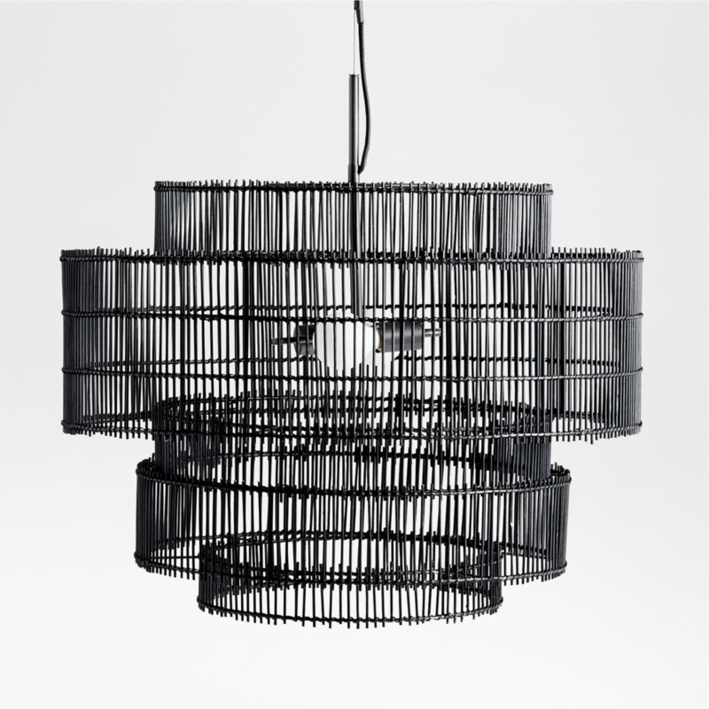 Noon Large Black Wicker Pendant Light by Leanne Ford - image 9 of 12