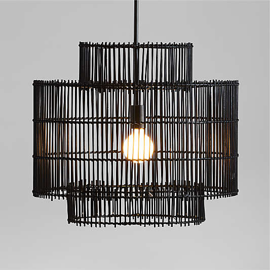 Noon Small Black Wicker Pendant Light by Leanne Ford