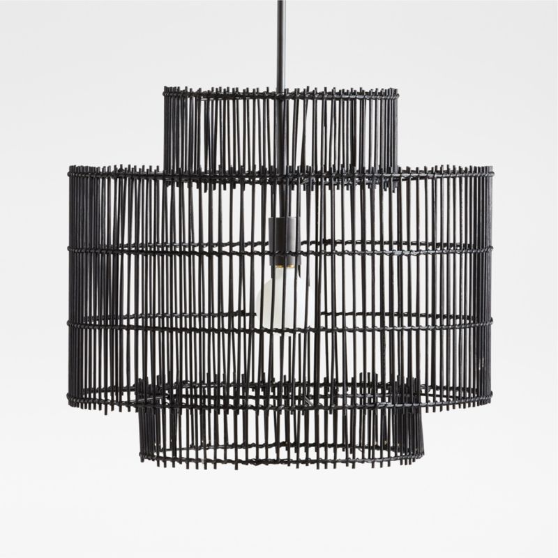 Noon Small Black Wicker Pendant Light by Leanne Ford - image 7 of 10