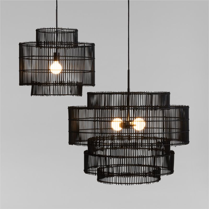 Noon Large Black Wicker Pendant Light by Leanne Ford - image 7 of 12