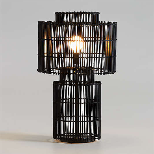 Noon Black Wicker Table Lamp by Leanne Ford