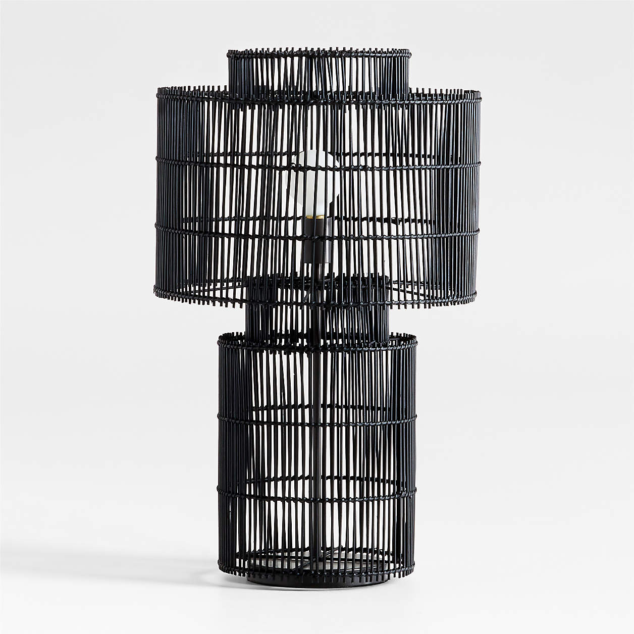 Noon Black Wicker Table Lamp by Leanne Ford + Reviews Crate & Barrel