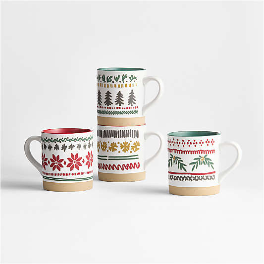 Nordic Fair Isle 14-oz. Stoneware Mugs, Set of 4