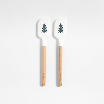 View Nordic Fair Isle Silicone and Wood Mini Spatula, Set of 2 details