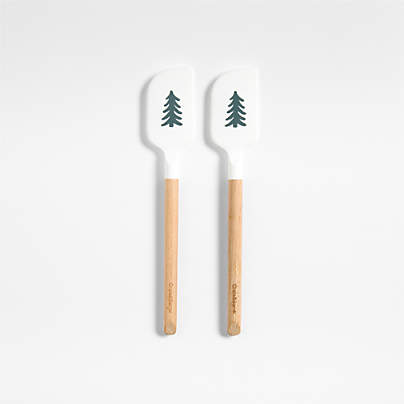 Nordic Fair Isle Silicone and Wood Mini Spatula, Set of 2