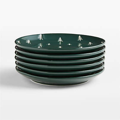 Nordic Trees Stoneware Appetizer Plates, Set of 6