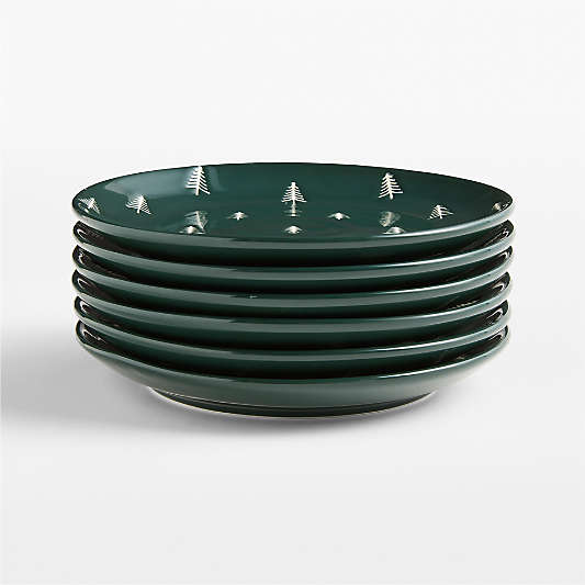 Nordic Trees Stoneware Appetizer Plates, Set of 6