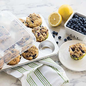 Crate & Barrel Slate Blue 12-Cup Muffin Pan + Reviews