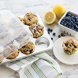 Crate & Barrel Slate Blue 24-Cup Mini Muffin Pan + Reviews