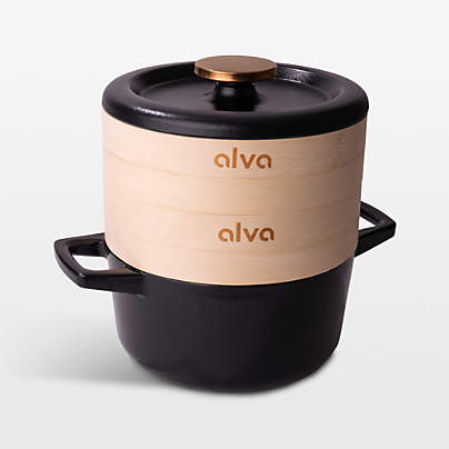 Alva Nori Cast Iron Cocotte Dutch Oven and Steamer Basket