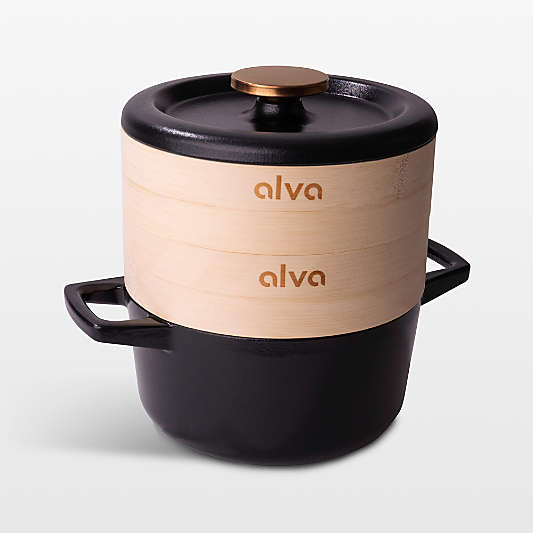 Alva Nori Cast Iron Cocotte Dutch Oven and Steamer Basket