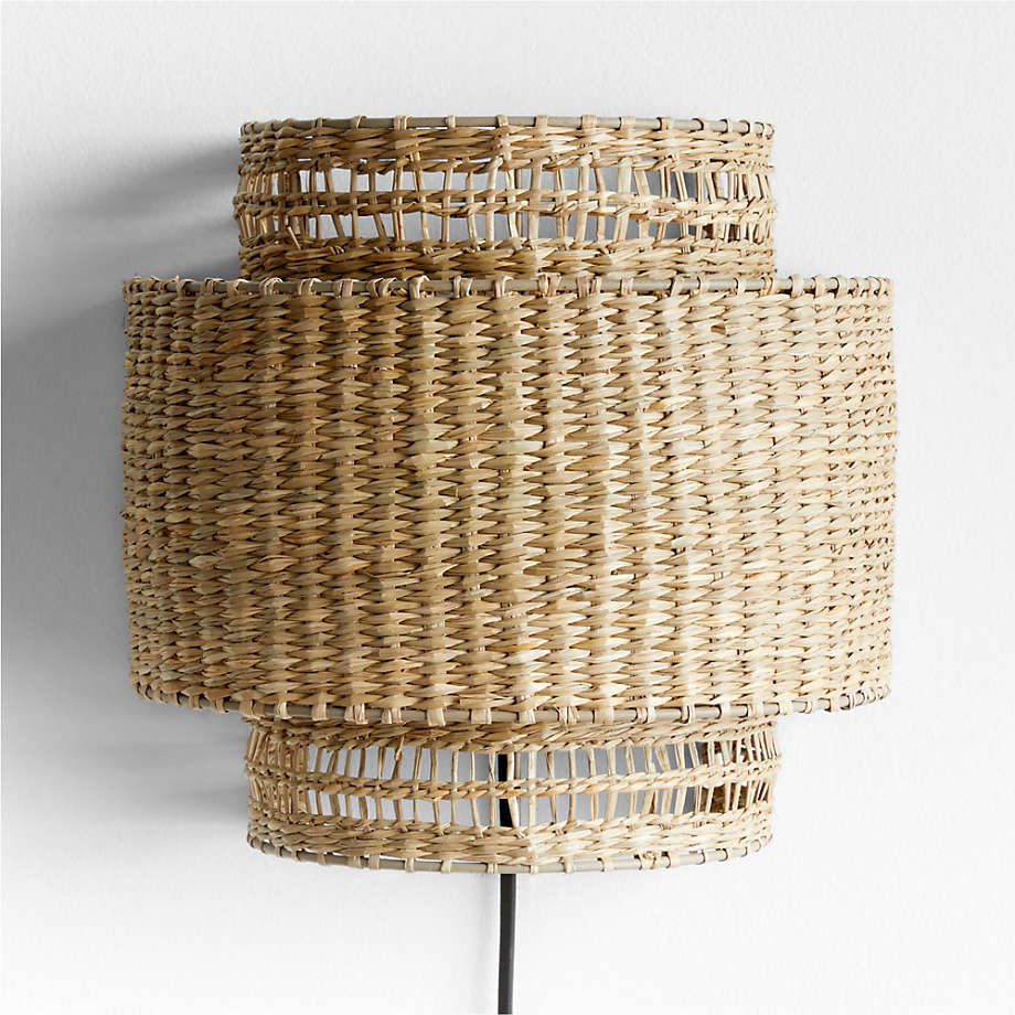 Rattan sconce deals plug in