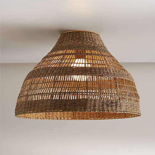 Nossa Large Natural Woven Flush Mount Light