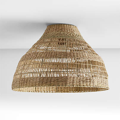 Nossa Large Natural Woven Flush Mount Light