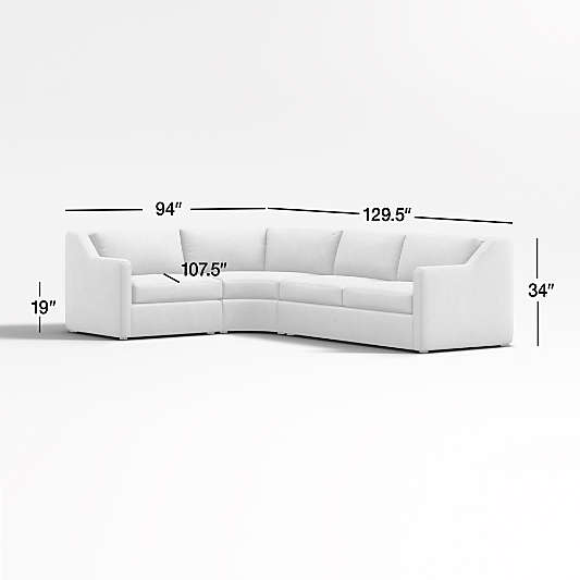 Notch 3-Piece Wedge Sectional Sofa