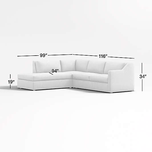 Notch 3-Piece Left-Arm Bumper Sectional Sofa