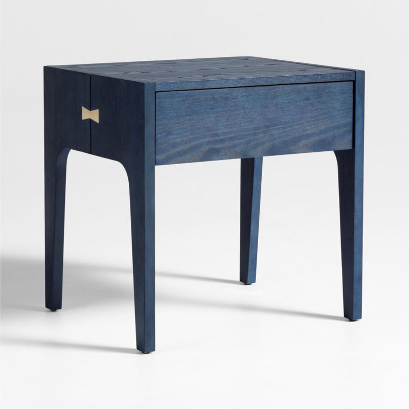 Nova Indigo Dyed Ash Wood Kids Nightstand with Drawer - image 3 of 6