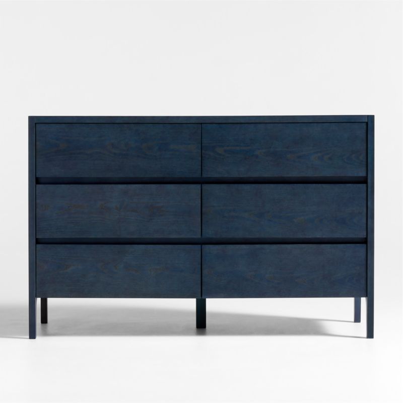 Nova Indigo Dyed Ash Wood Wide 6-Drawer Kids Dresser - image 0 of 11