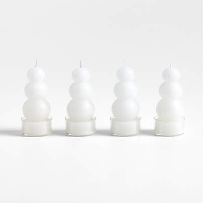 White Snowman Candles, Set of 4