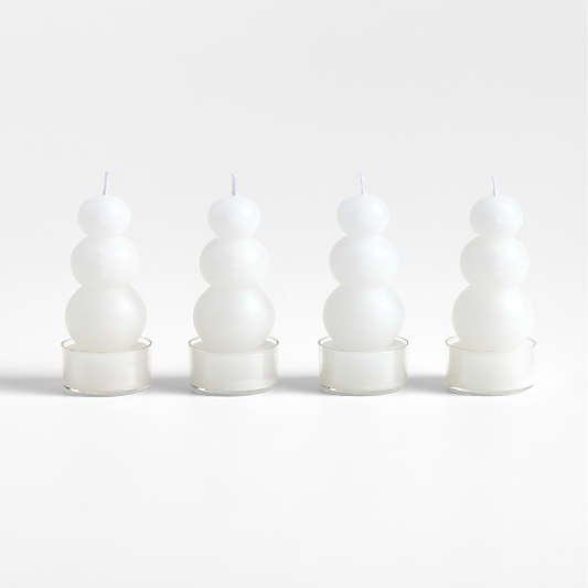 White Snowman Candles, Set of 4