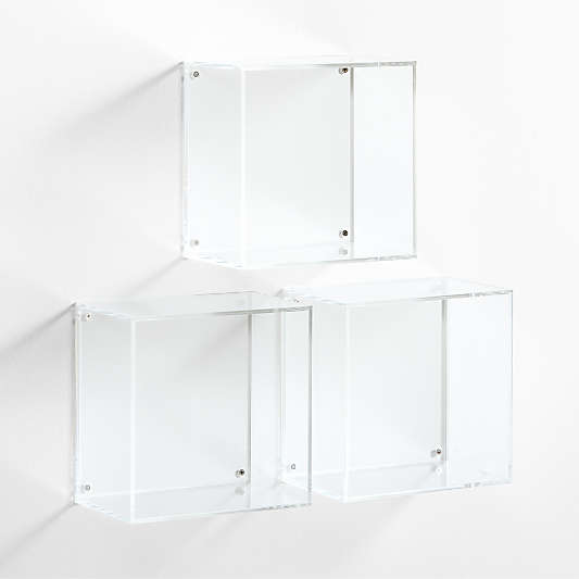 Now You See It Clear Acrylic Floating Cube Shelf, Set of 3