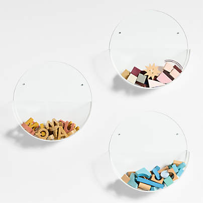 Now You See It Clear Acrylic Round Wall Baskets Set of 3