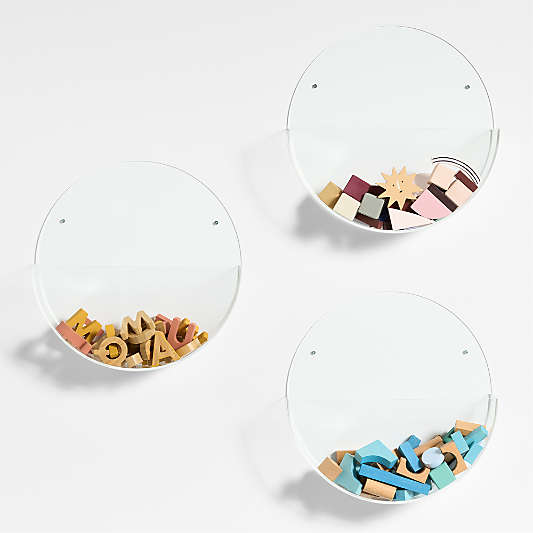 Now You See It Clear Acrylic Round Wall Baskets Set of 3
