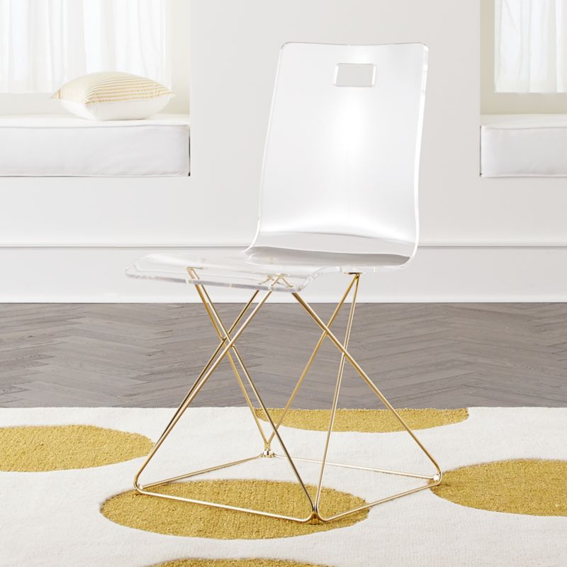 Now You See It Acrylic Kids Desk Chair with Gold Base + Reviews | Crate & Kids