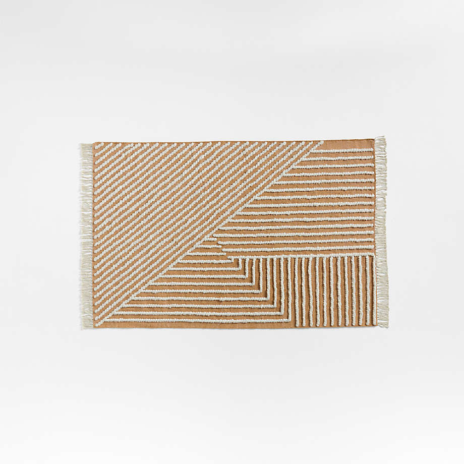 Noya Kids Handwoven Orange Striped Rug with Fringe 4x6 Crate & Kids