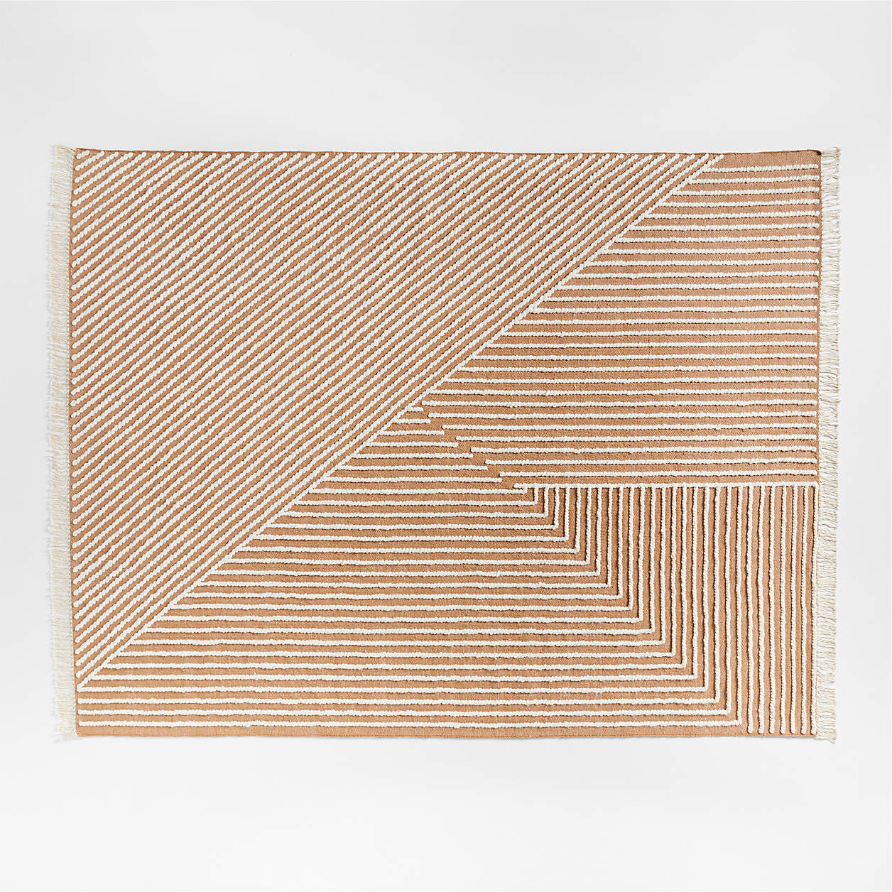 Noya Kids Handwoven Orange Striped Kids Rug with Fringe 8x10 + Reviews