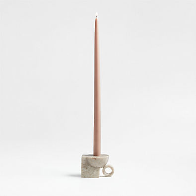 View Noyau Beige Marble Taper Candle Holder  by Athena Calderone details