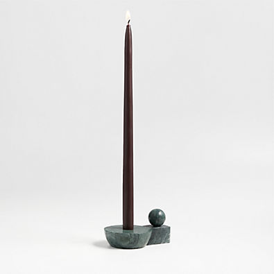View Noyau Green Marble Taper Candle Holder by Athena Calderone details
