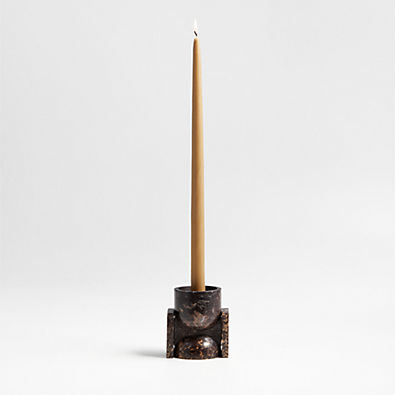 View Noyau Red Marble Taper Candle Holder  by Athena Calderone details
