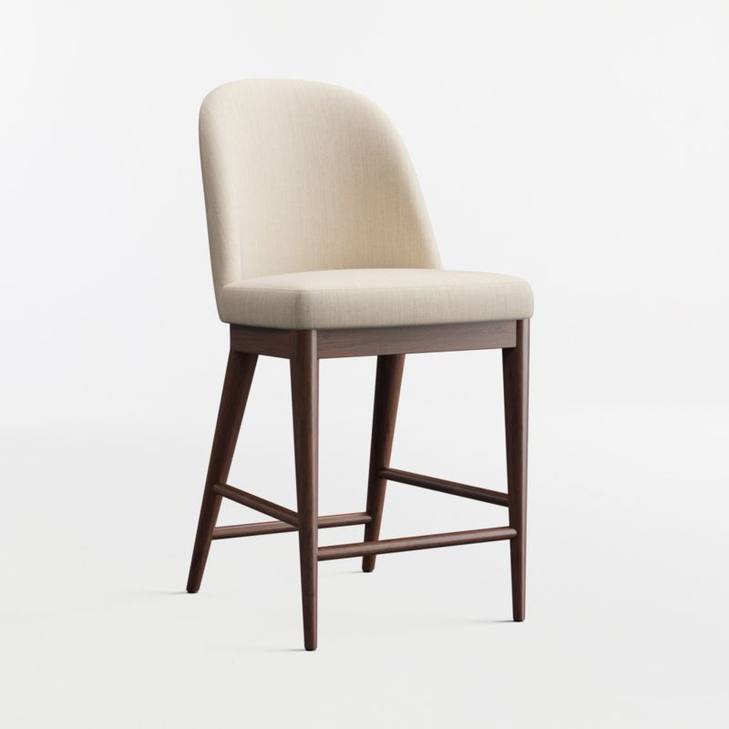 Nord Ivory Upholstered Brown Wood Counter Stool - image 2 of 6