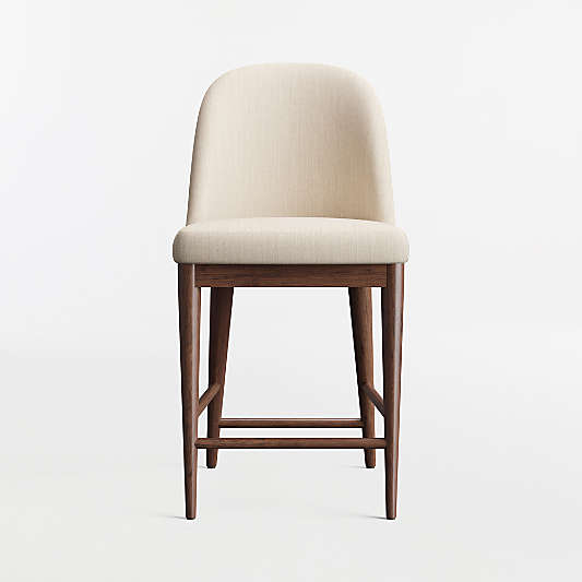 Nord Ivory Upholstered Brown Wood Counter Stool