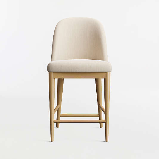 Nord Ivory Upholstered Natural Wood Counter Stool