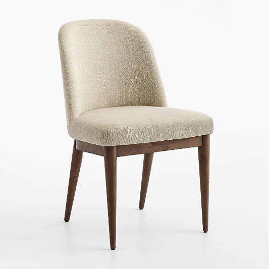 Nord Ivory Upholstered Brown Wood Dining Chair