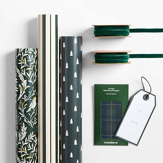 Nordic Forest & Stripes Holiday Gift Wrap Kit