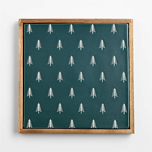 Nordic Trees Stoneware and Acacia Wood Trivet