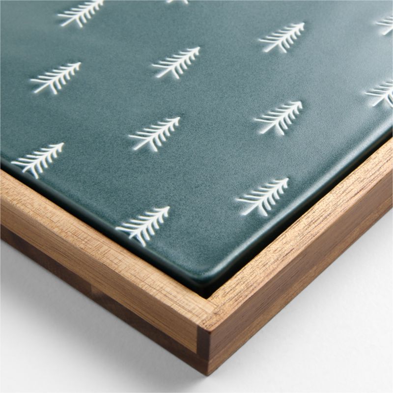 Nordic Trees Stoneware and Acacia Wood Trivet - image 3 of 4