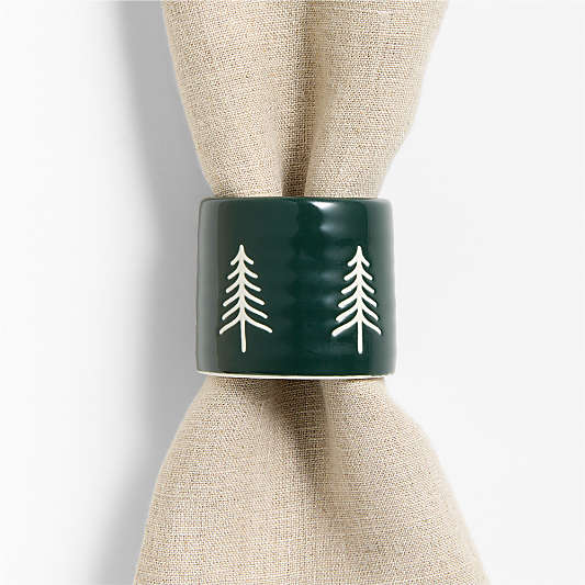 Nordic Trees Ceramic Napkin Rings, Set of 4