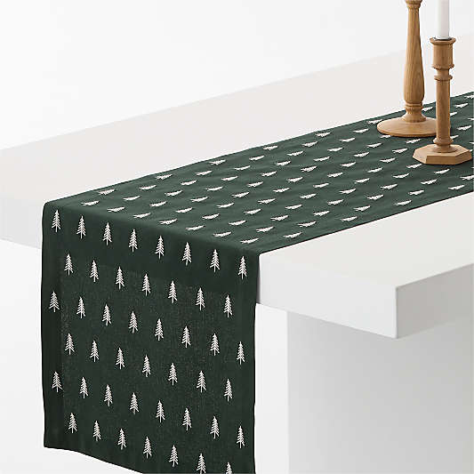 Embroidered Nordic Trees 108" Table Runner