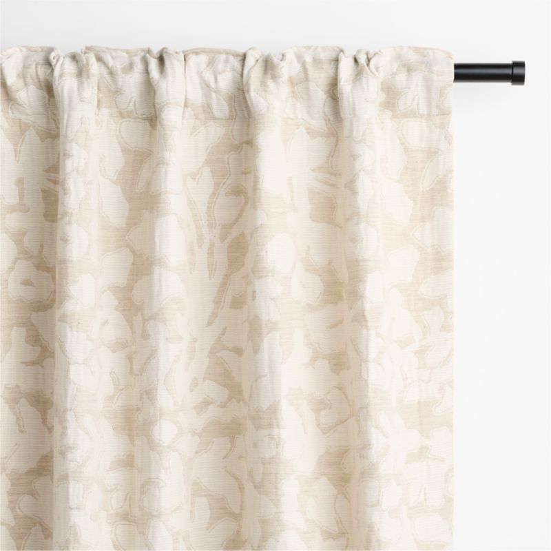 Natural Floral Jacquard Organic Cotton Linen Window Curtain Panel 52"x84" - image 3 of 5