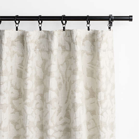 Natural Floral Jacquard Organic Cotton Linen Blackout Window Curtain Panels