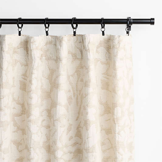 Natural Floral Jacquard Organic Cotton Linen Blackout Window Curtain Panels