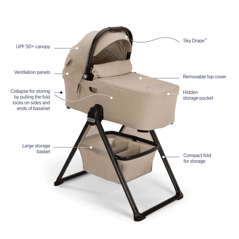 Nuna ® DEMI ™ next Brown Biscotti Baby Bassinet with Stand - image 7 of 8