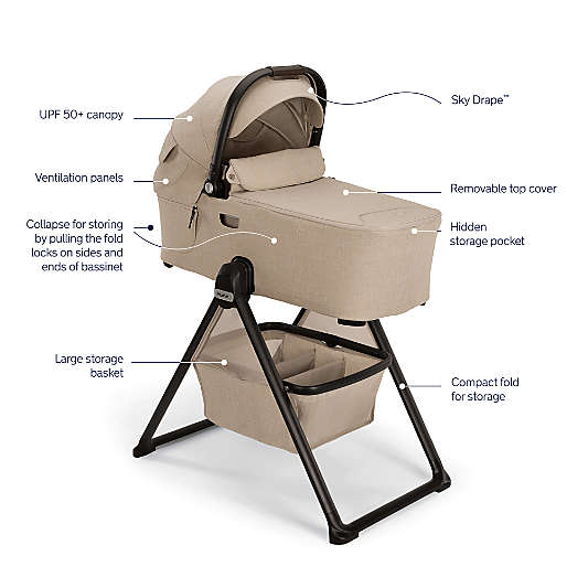 Nuna ® DEMI ™ next Brown Biscotti Baby Bassinet with Stand